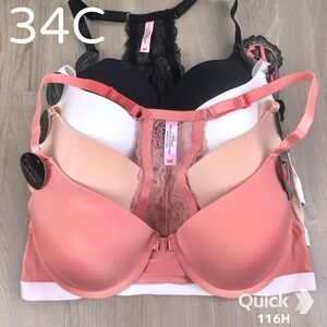 34C - NWT 4 pc Lace Contour T-Shirt Bras